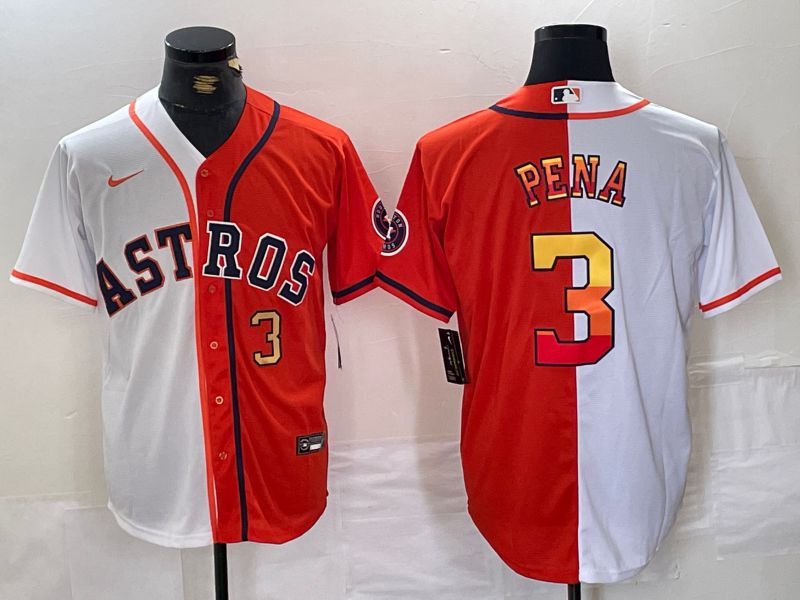 Men Houston Astros 3 Pena White orange Nike 2024 MLB Jersey style 2
